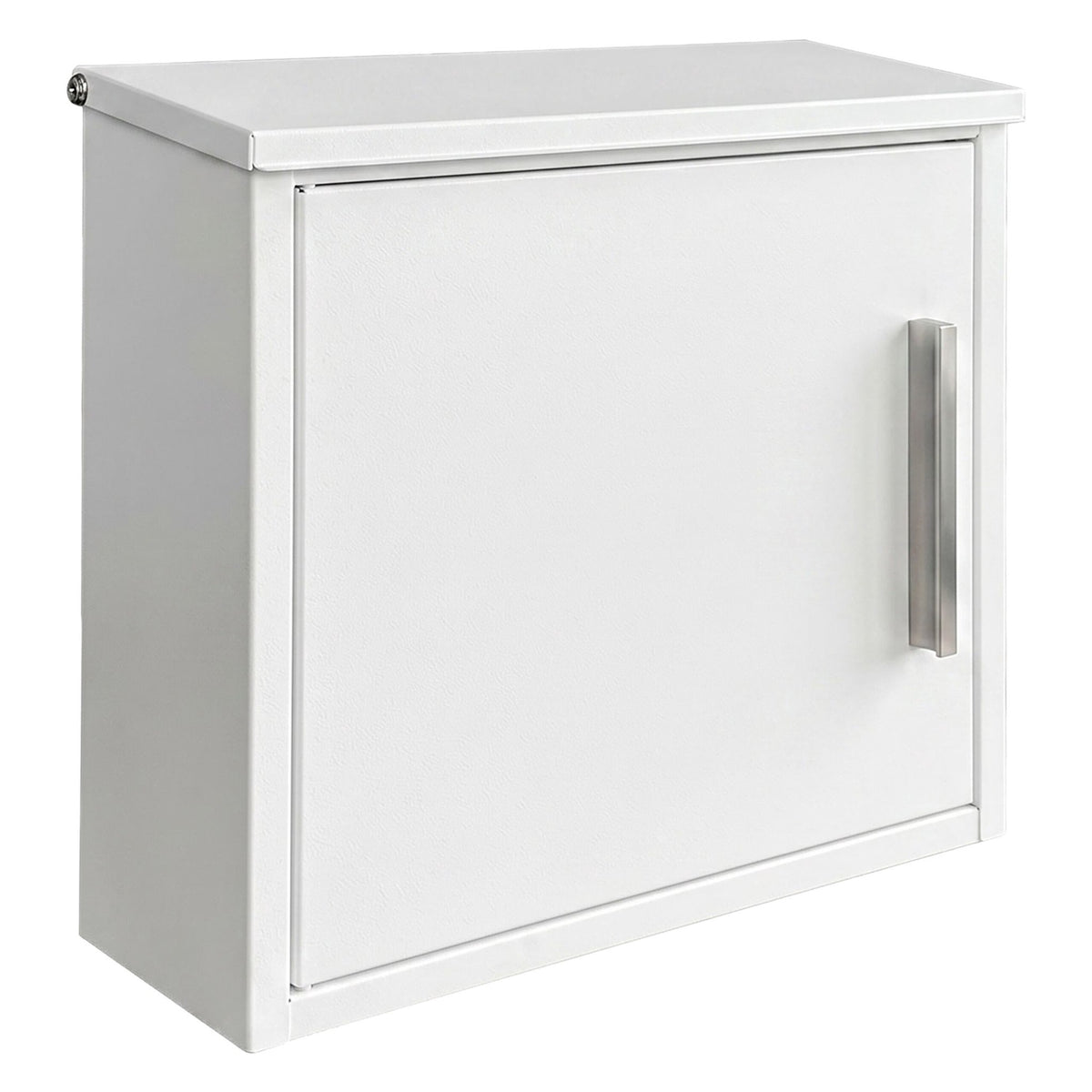 Wall-Mounted White Metal Mailbox with Lock