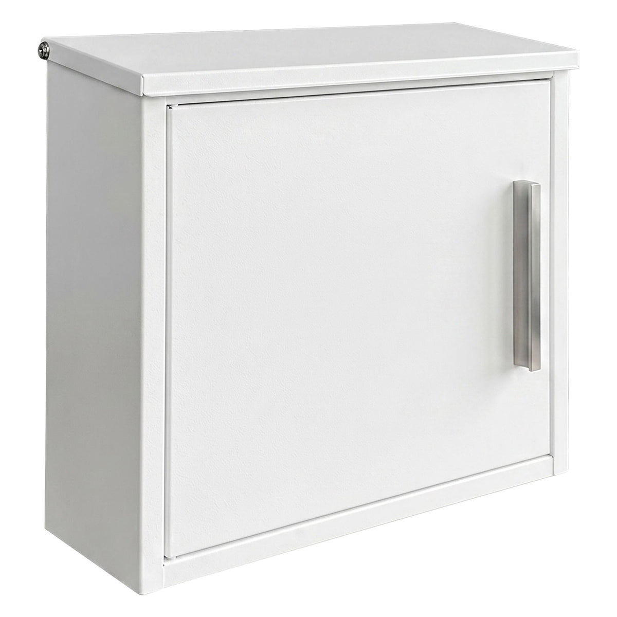 Wall-Mounted White Metal Mailbox with Lock