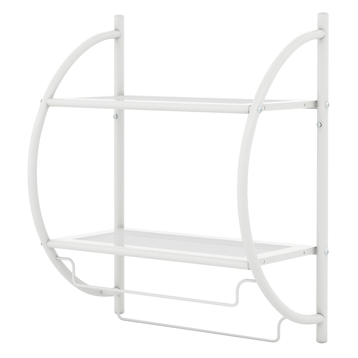 Wall-Mounted White Metal Towel Rack with Shelves, 45x25.5x55 cm