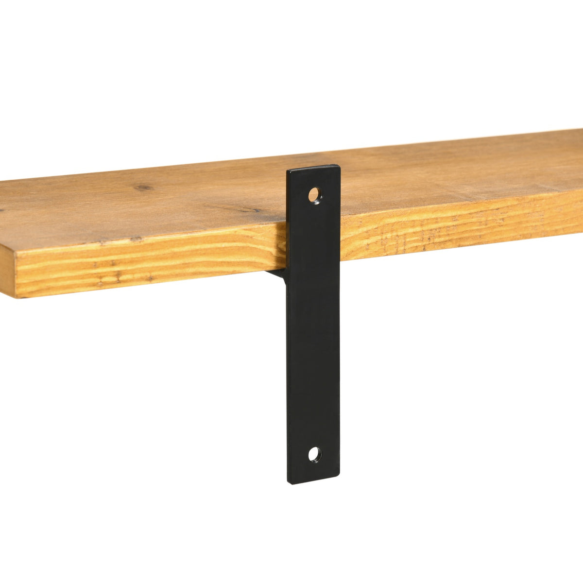 Wall Shelf Set Of 2 Floating Shelves Made Of Pine Wood And Steel, Brown, 90X15X2.5Cm, For Stylish Wall Decoration