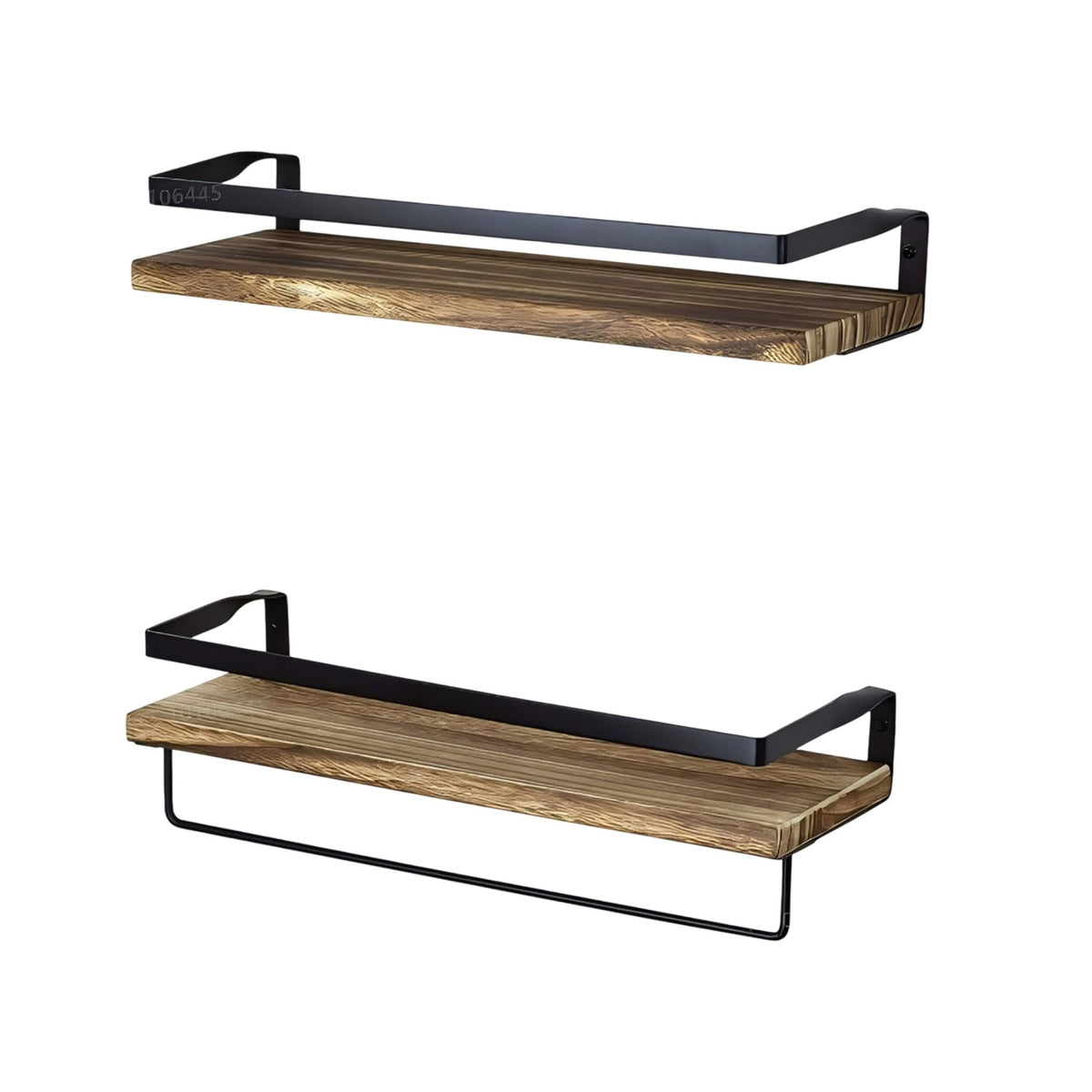 Wall Shelves, 2-Piece Set, Wood and Iron