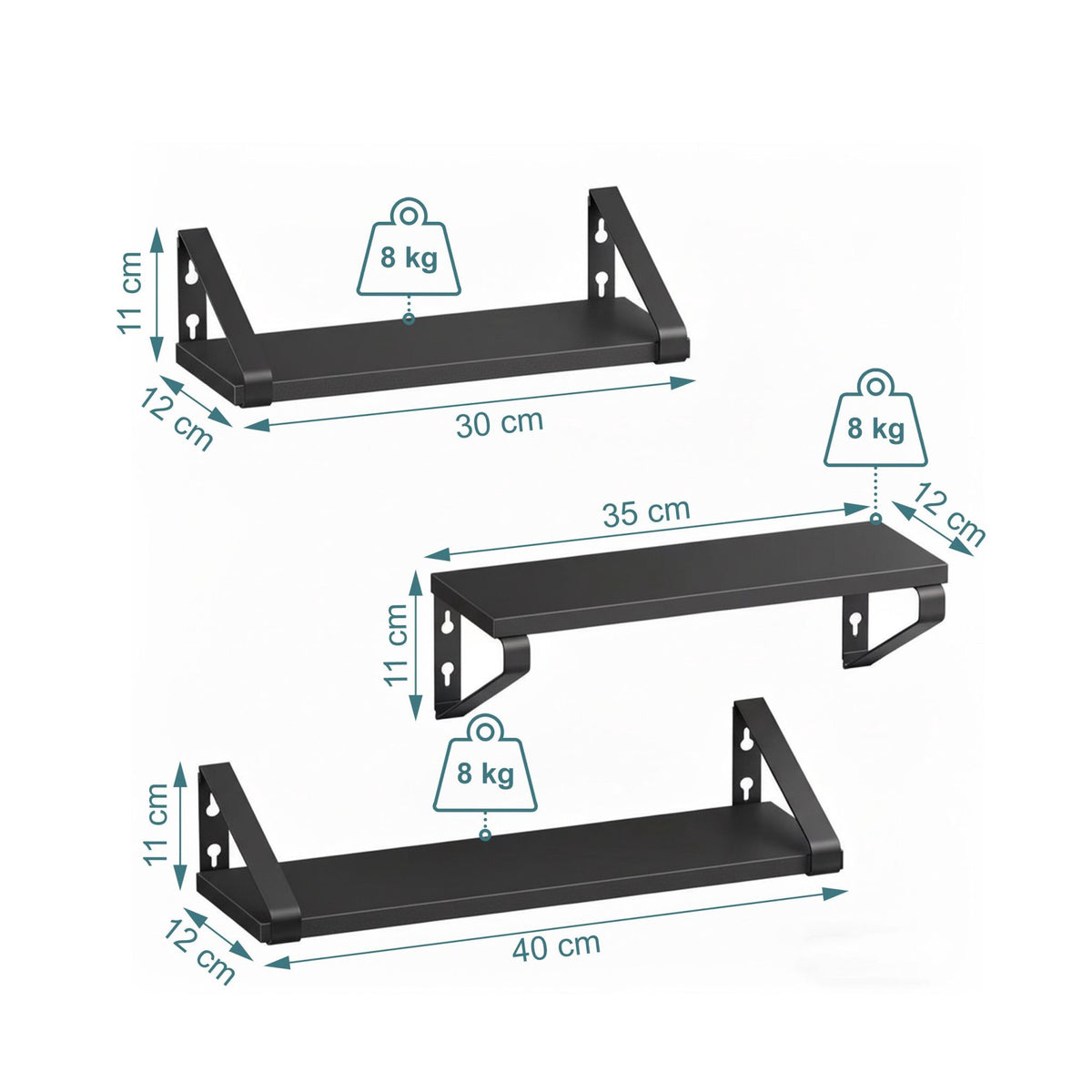 Wall Shelves – 3 Sizes for Living Room or Bedroom