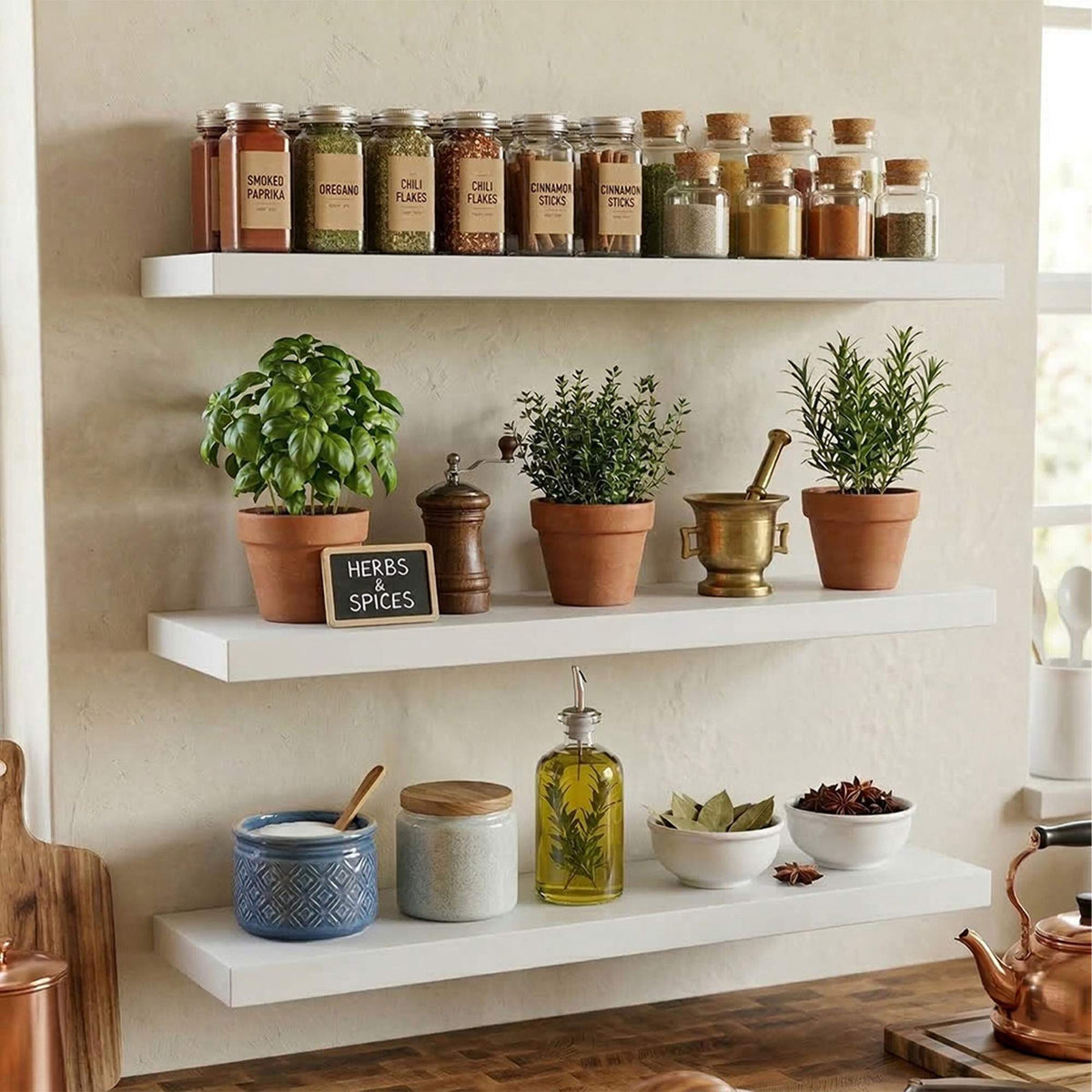 Wall Shelves, Set Of 3 Hanging Shelves For Decor