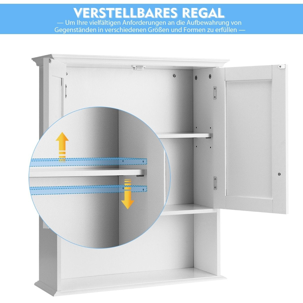 Wall cabinet bathroom wall cabinet wooden wall cabinet 60 x 20 x 70.5 cm white