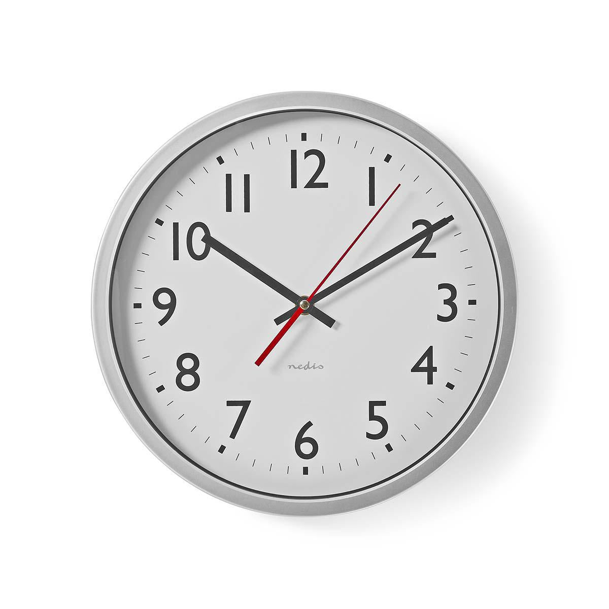 Wall clock | Diameter: 300 mm | Plastic | Silver / White