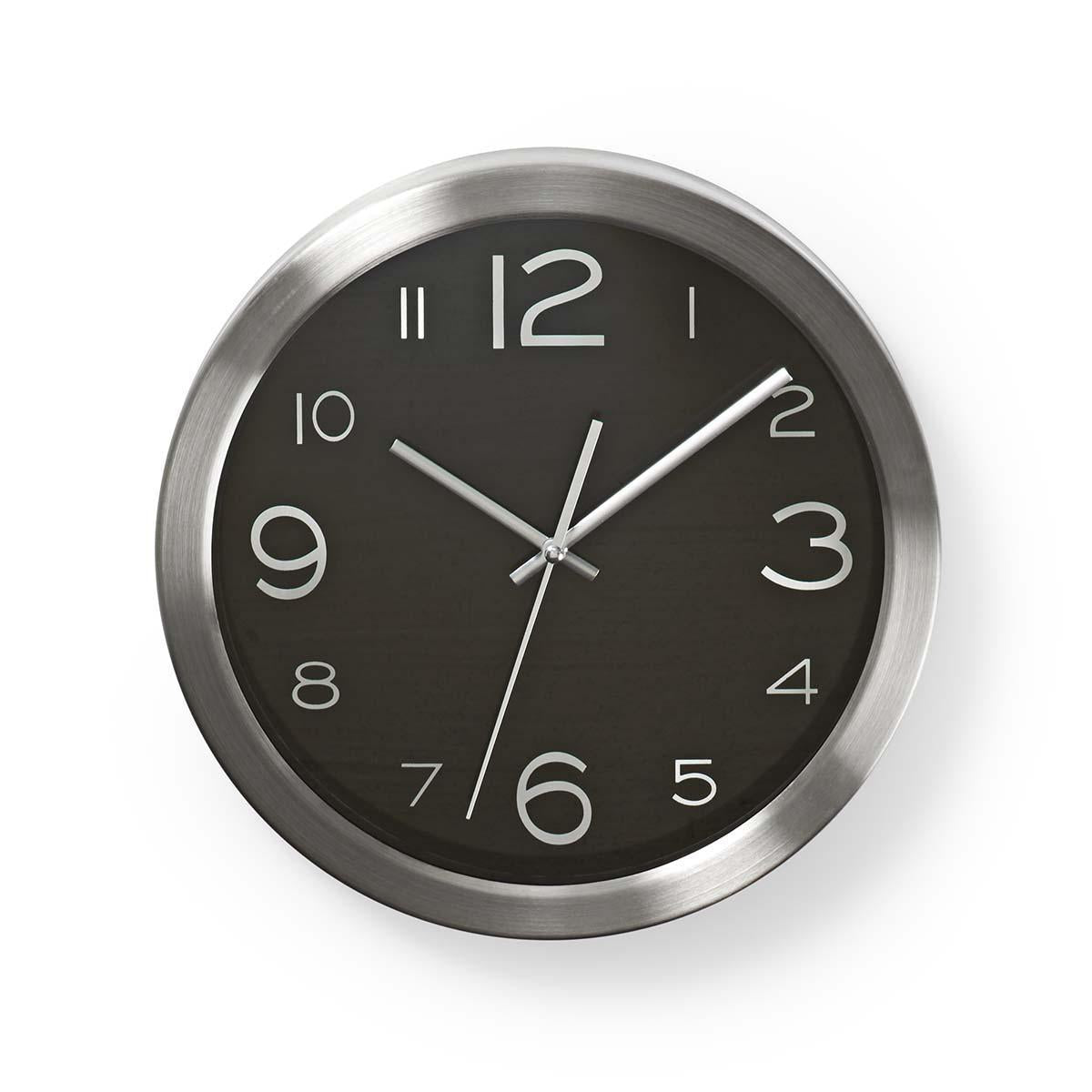 Wall clock | Diameter: 300 mm | Stainless steel | Silver / Black