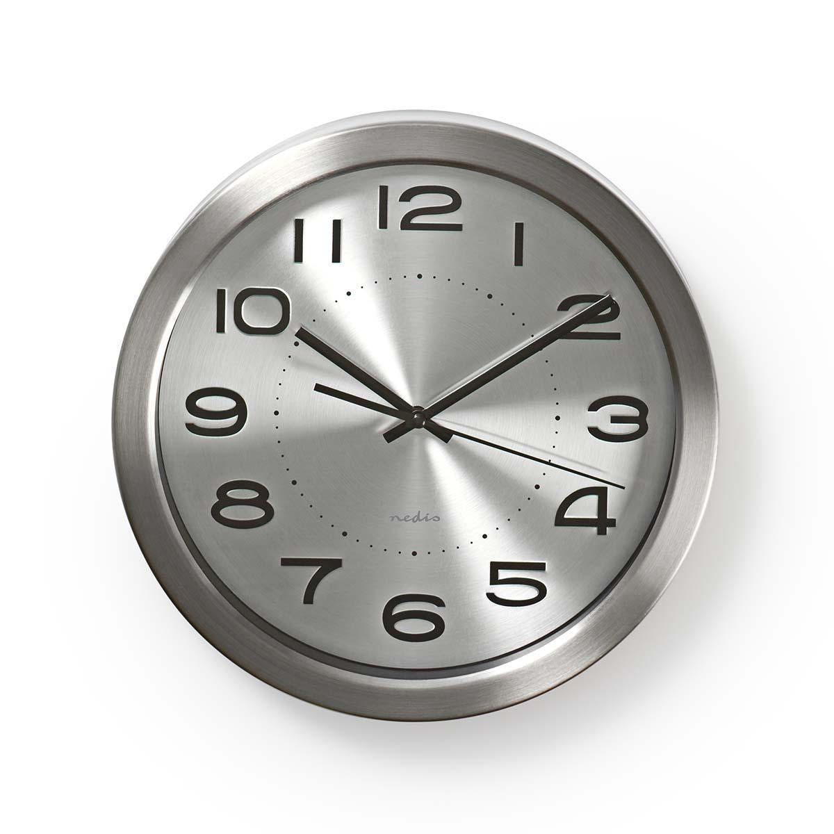 Wall clock | Diameter: 300 mm | Stainless steel | Silver