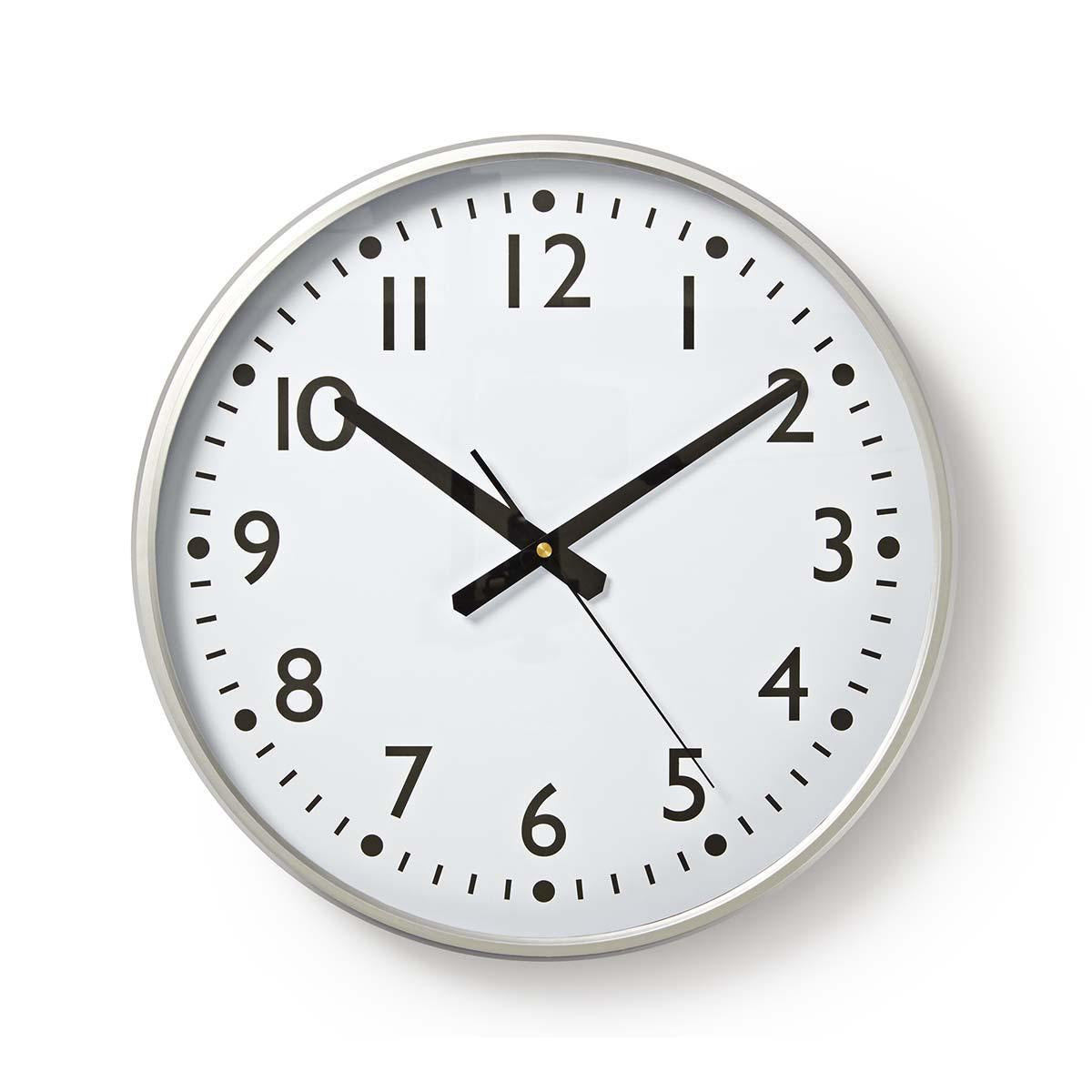 Wall clock | Diameter: 380 mm | Plastic | Silver / White