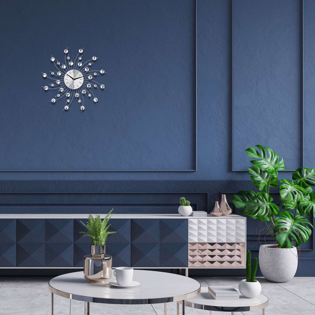 Wall clock XL with glitter