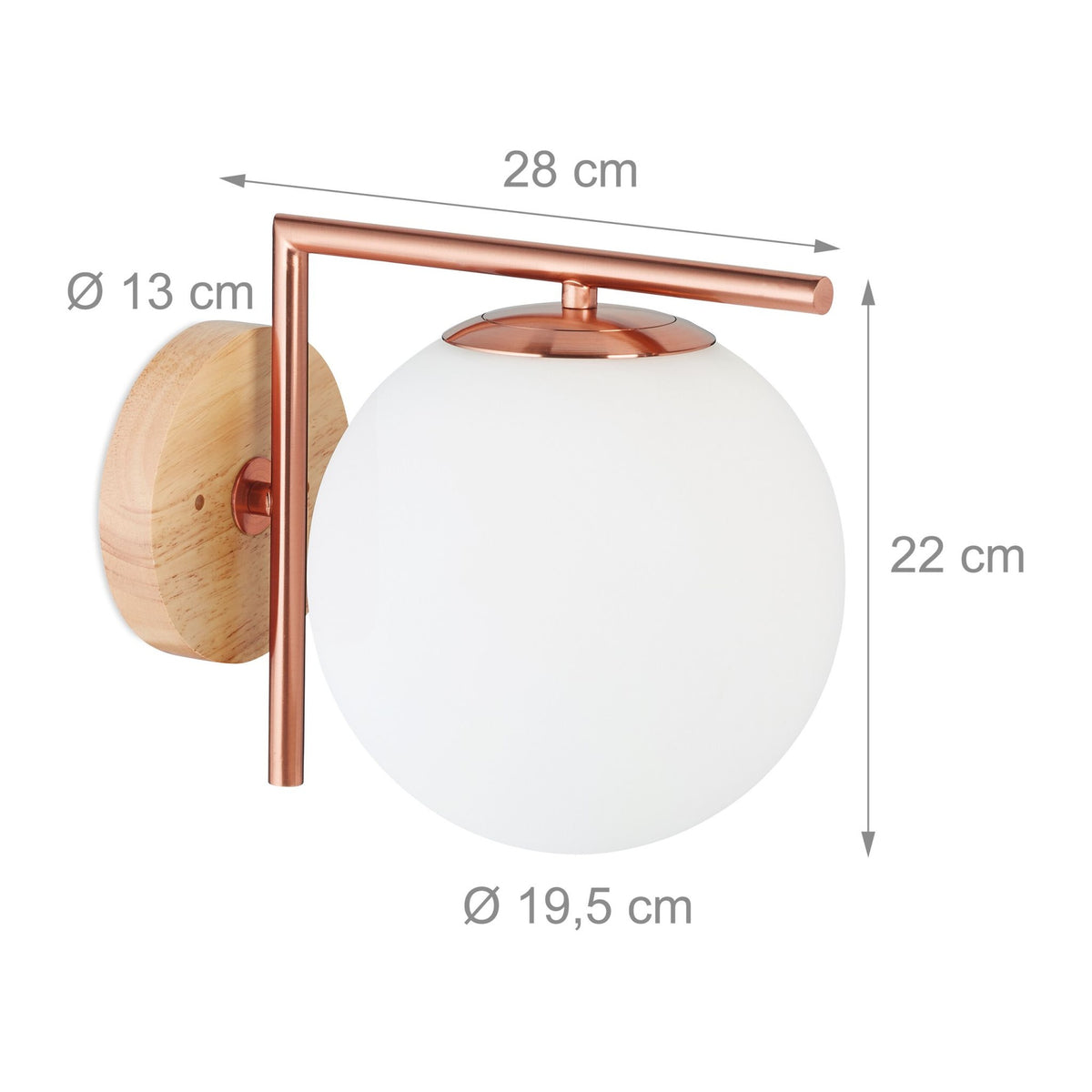 Wall lamp in copper-coloured glass
