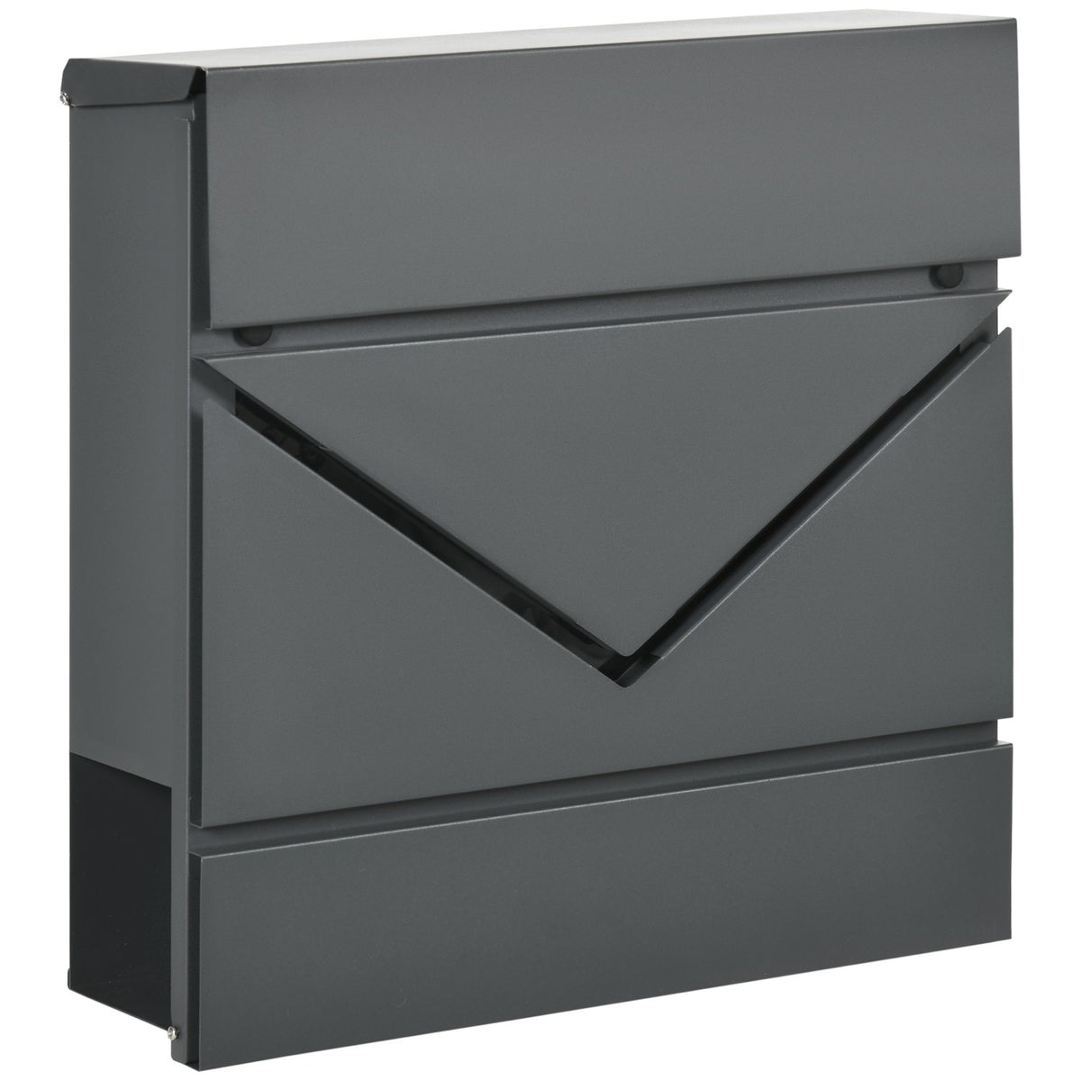 Wall mailbox with lock, lid, mailbox made of galvanized steel, for outdoor use, 37 x 10.5 x 37 cm, dark gray |