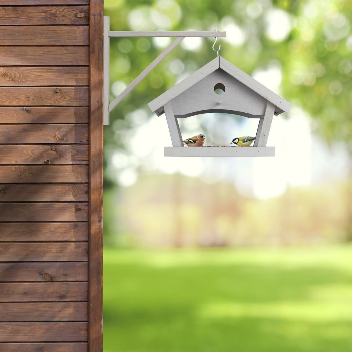 Wall-mounted bird table gray