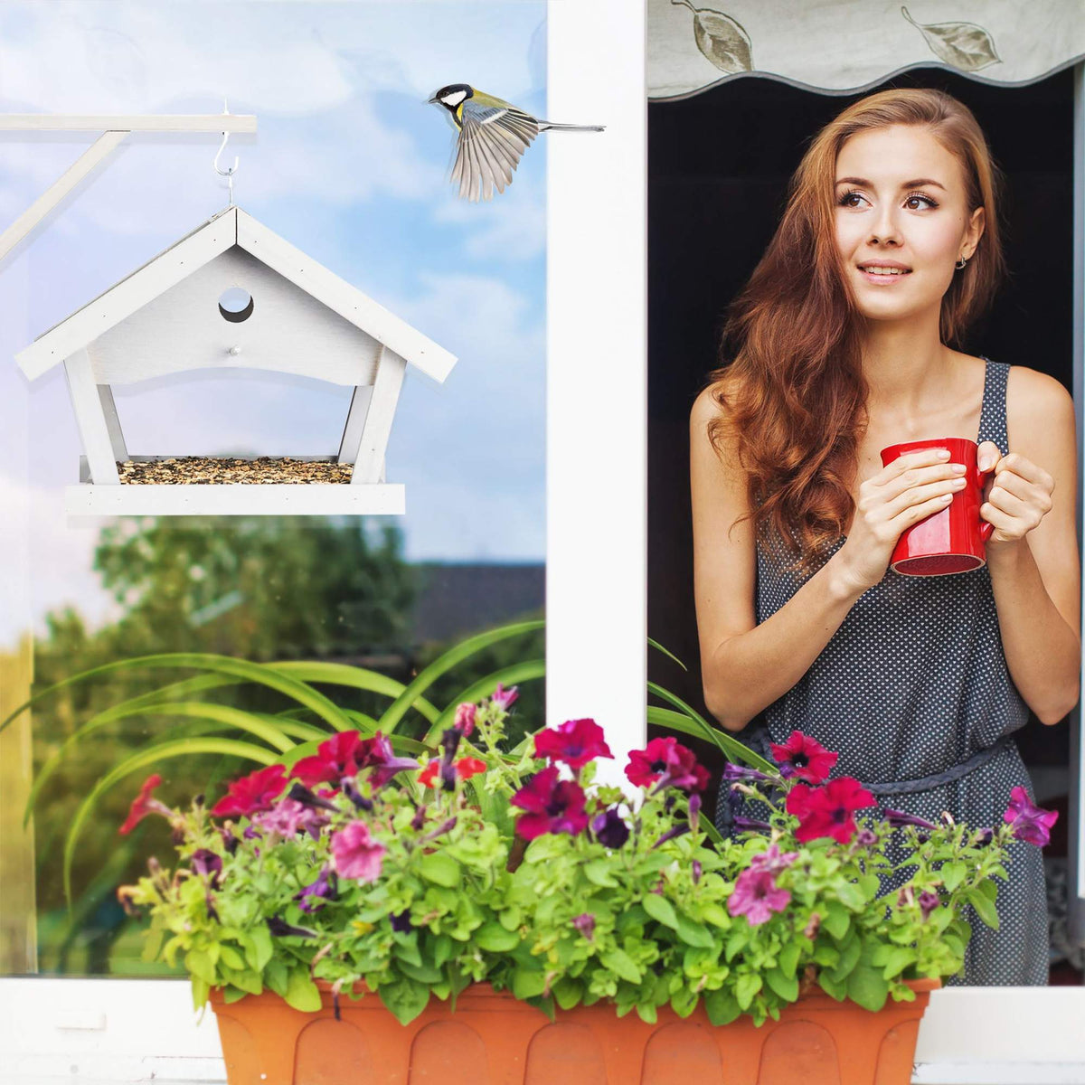 Wall-mounted bird table gray