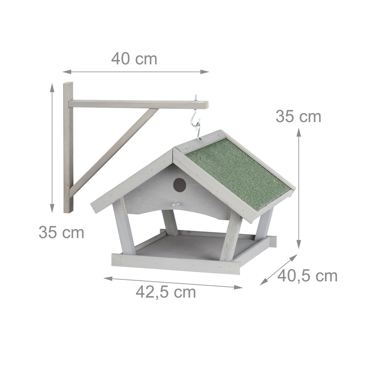 Wall-mounted bird table gray