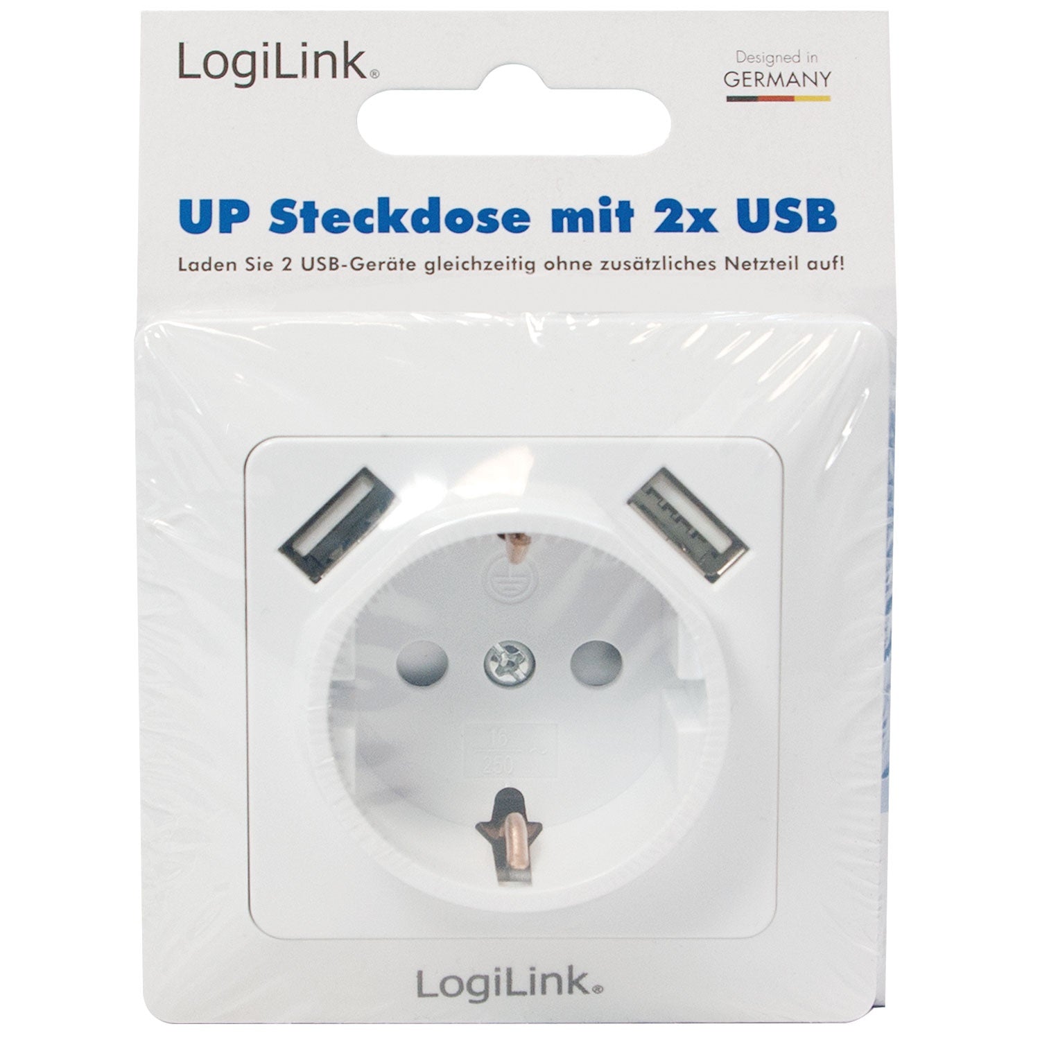 Wall outlet 230V with 2xUSB 2.1A
