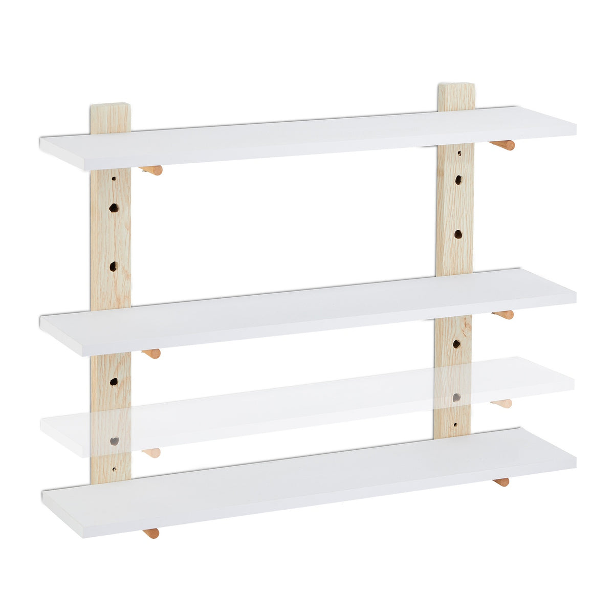 Wall shelf in wood effect with 3 shelves