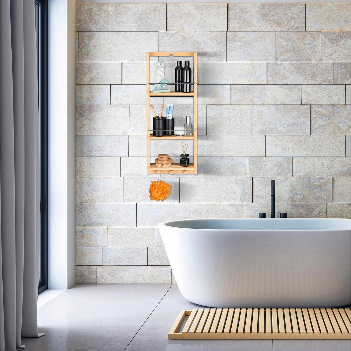 Wall shelf with 3 shelves