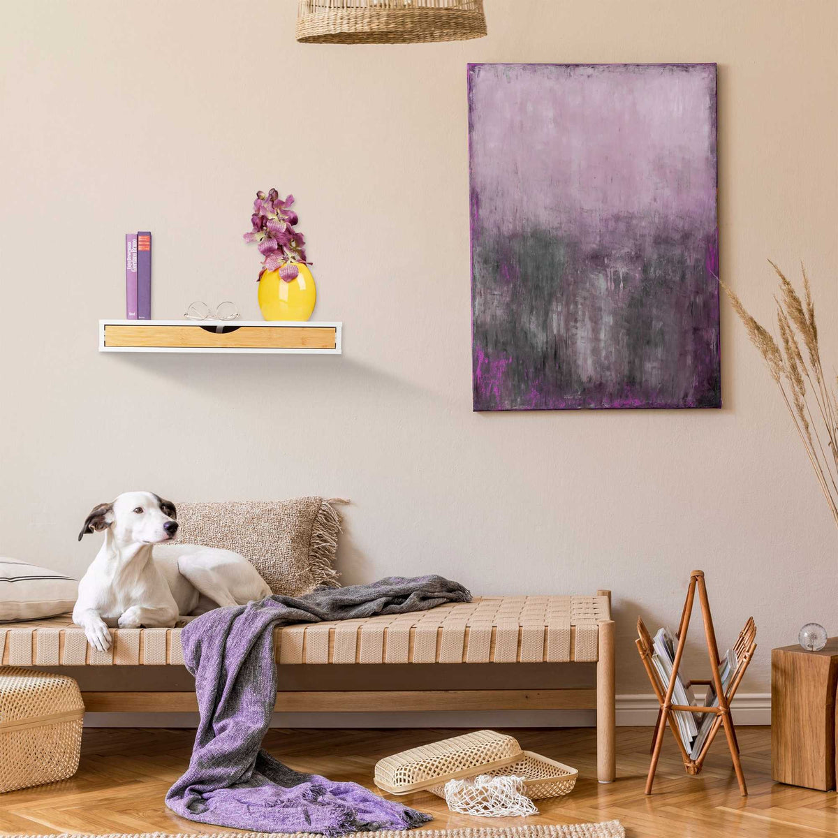 Wall shelf with drawer