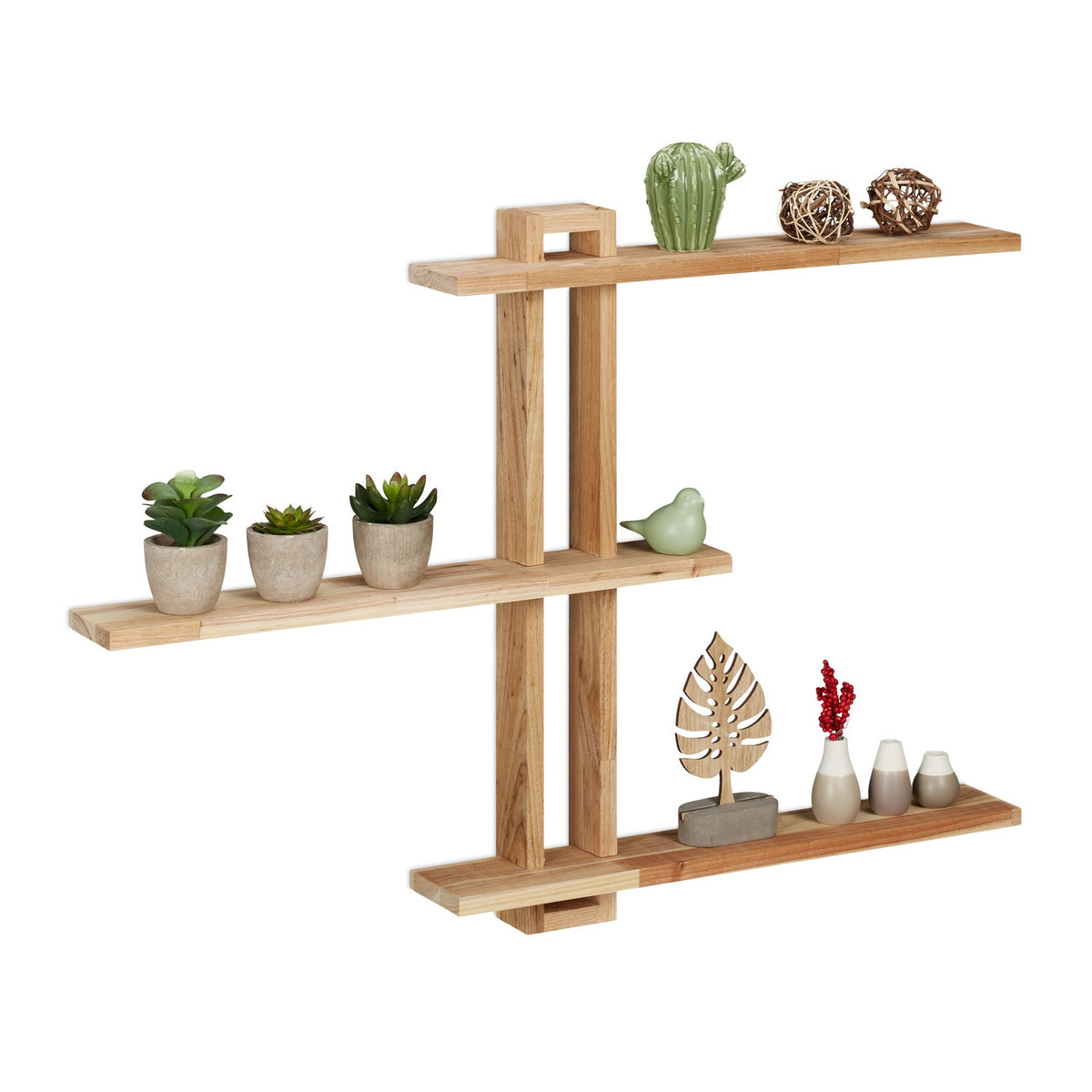Walnut Floating Shelf with 3 Tiers for Wall Decor