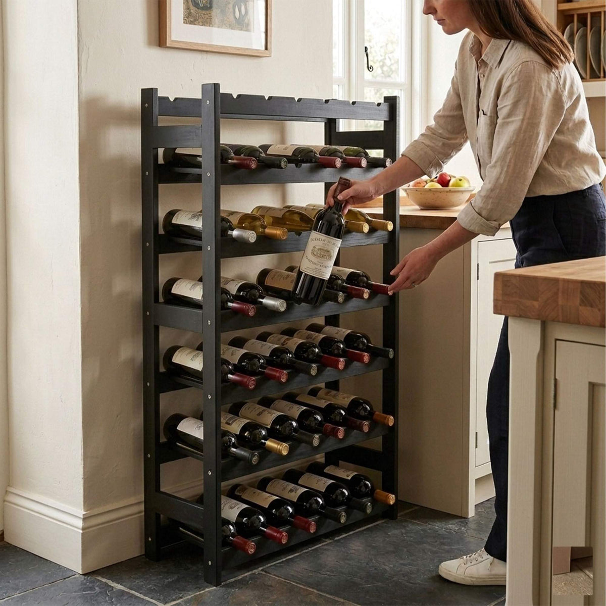 Walnut Wine Bottle Holder – Horizontal Rack, 1 Bottle
