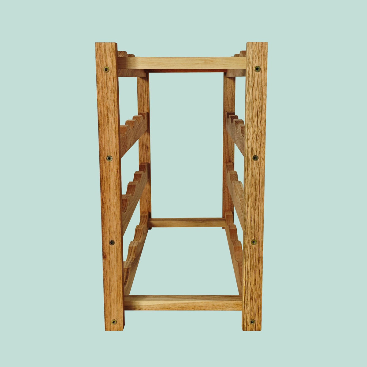 Walnut Wine Rack, Holds 16 Bottles, Compact Design