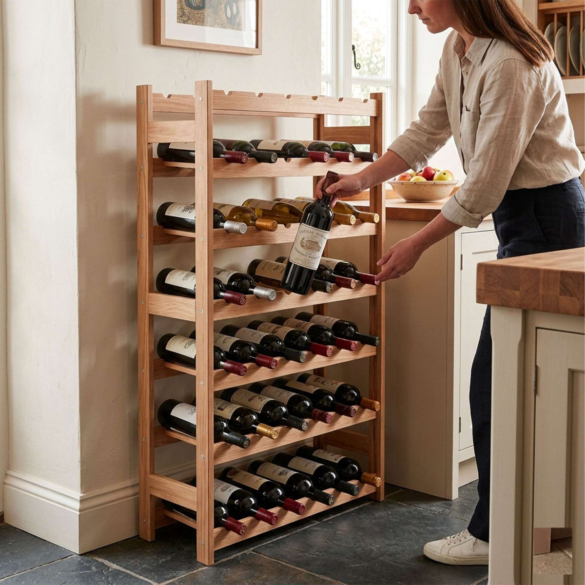 Walnut Wine Rack – Horizontal Bottle Holder for Wine