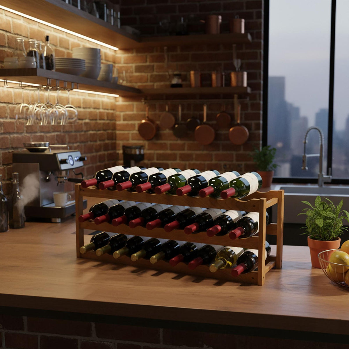 Walnut Wine Rack for 24 Bottles