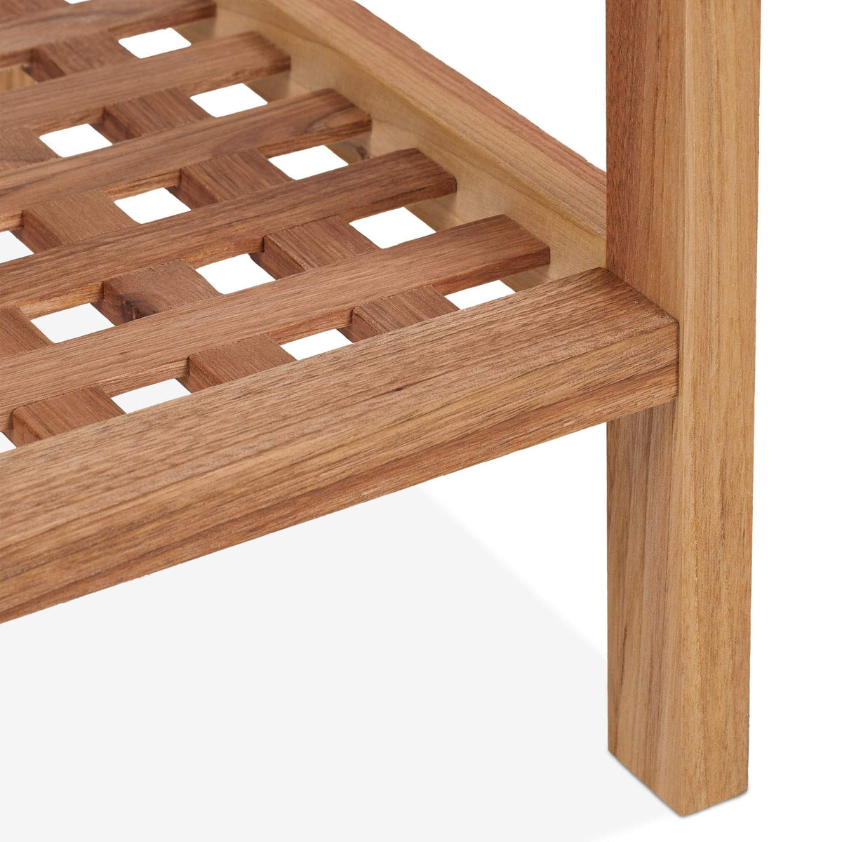 Walnut side table with glass shelf