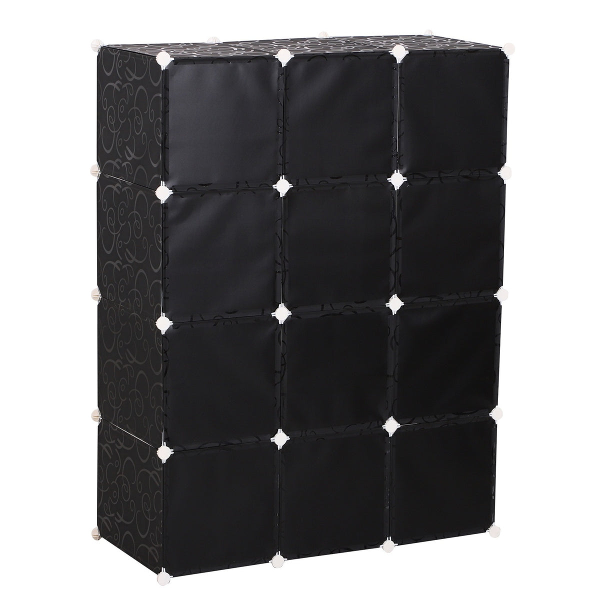 Wardrobe Diy Wardrobe Shelving System Plug-In Shelf, Cube Wardrobe With Clothes Rail, Pp, Black + White