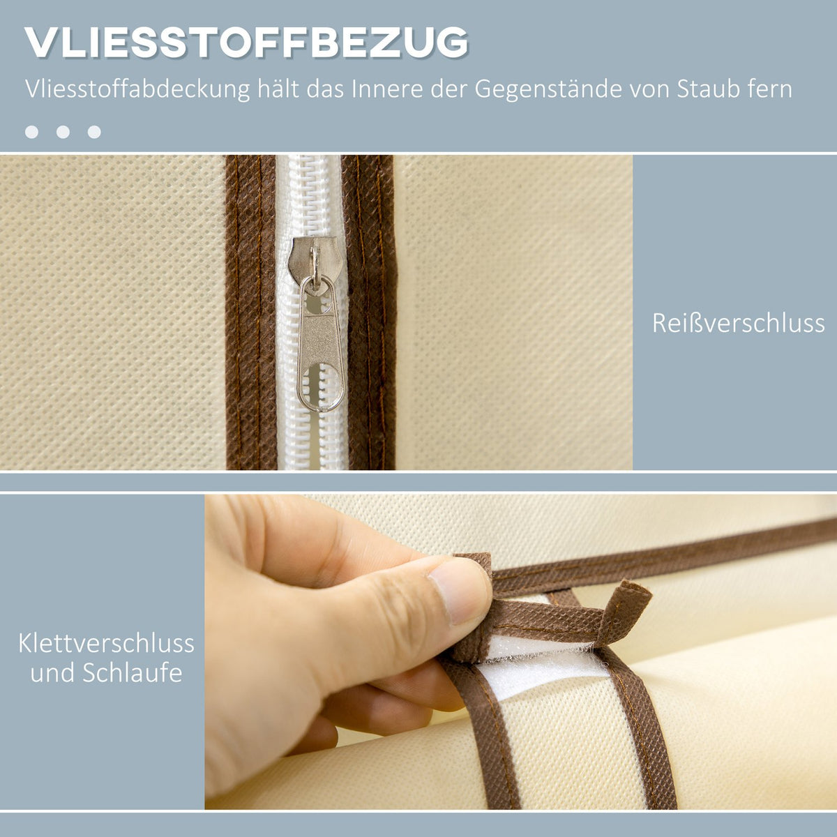 Wardrobe Fabric Cabinet, 2 Clothes Rails, 6 Compartments, Cream, Foldable Wardrobe For Bedroom & Hallway