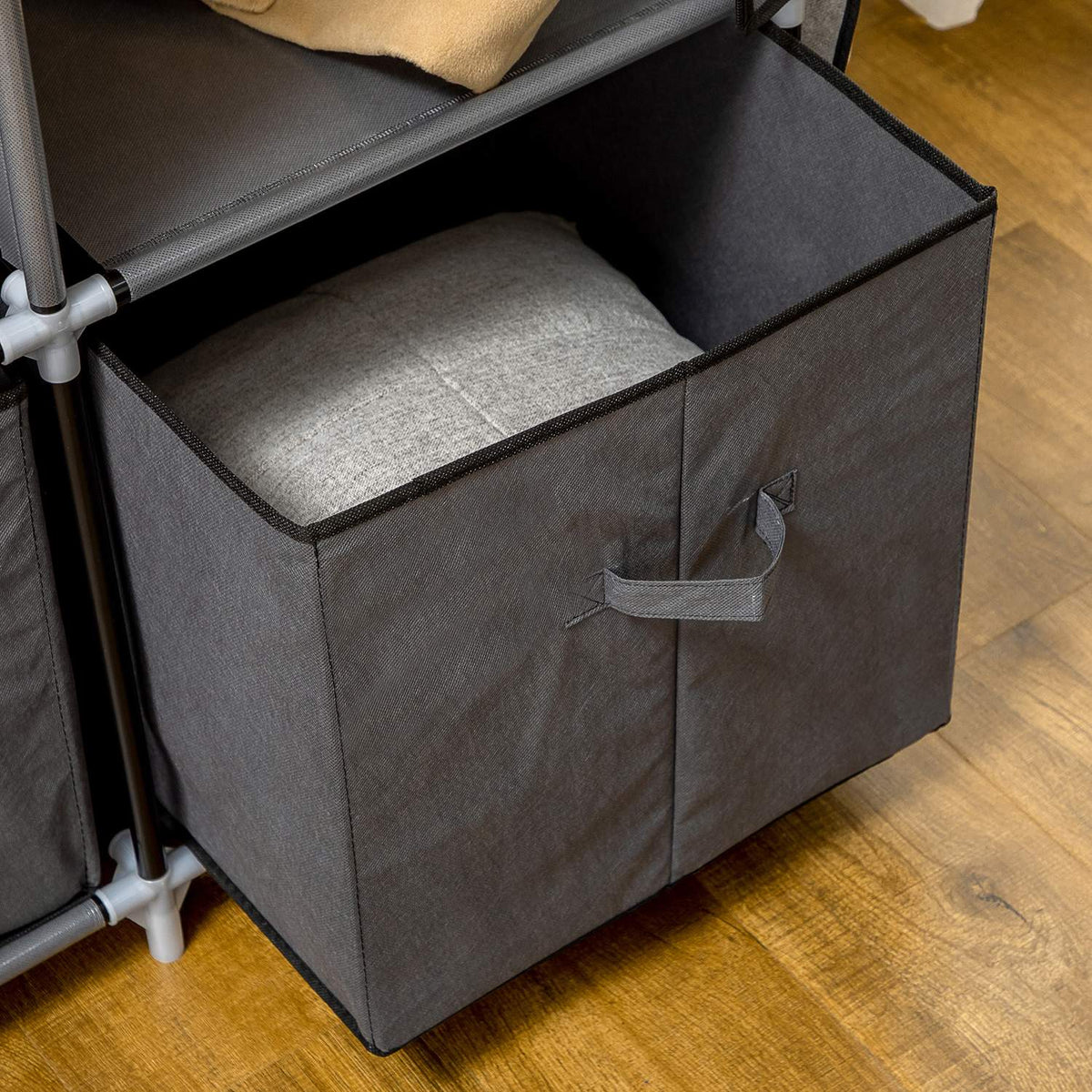 Wardrobe Foldable Fabric Cabinet, Folding Cabinet With Zipper, Non-Woven Fabric, Dark Gray, 125X43X162.5Cm
