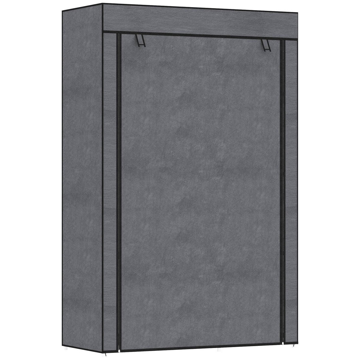 Wardrobe fabric cupboard with clothes rail, 6 compartments, foldable wardrobe in fleece look, folding cupboard for bedroom, hallway, dark grey, 103 x 43 x 162.5 cm