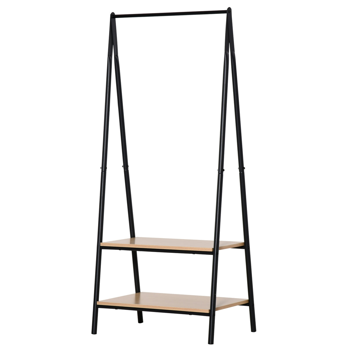 Wardrobe rack clothes rack clothes rail with shoe rack clothes rack metal + wood black + natural 64 x 42.5 x 149 cm