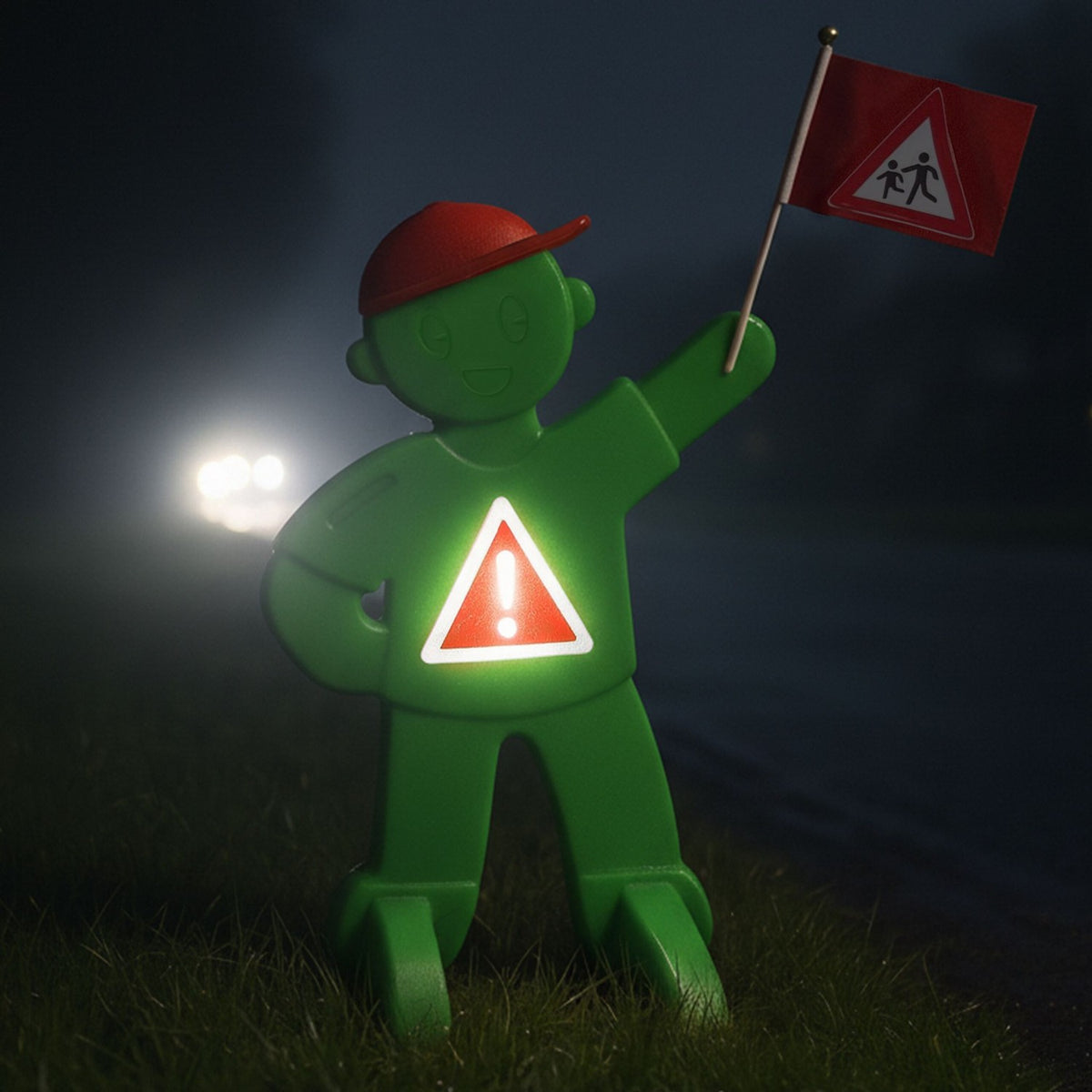 Warning Figure for Kids with Red Flag