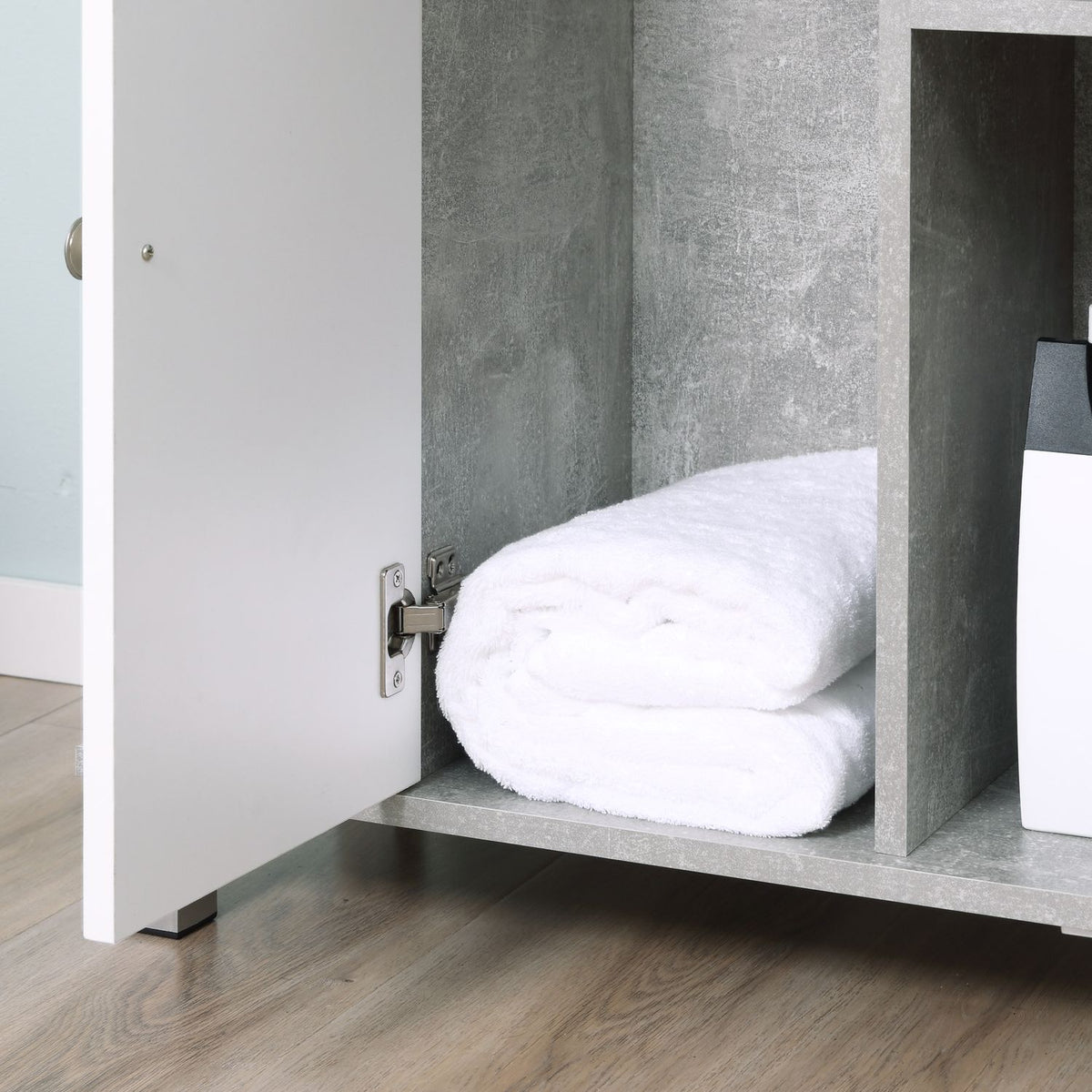 Washbasin Base Cabinet Bathroom Cabinet Gray + White Vanity Unit Adjustable Shelves U-Shaped Chipboard