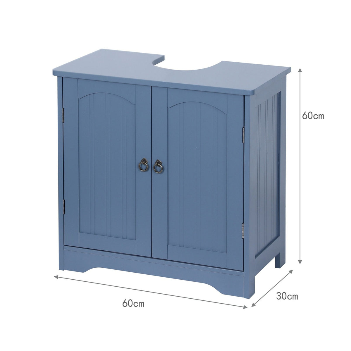 Washbasin Cabinet with Shelf – White MDF, Siphon Cut-Out