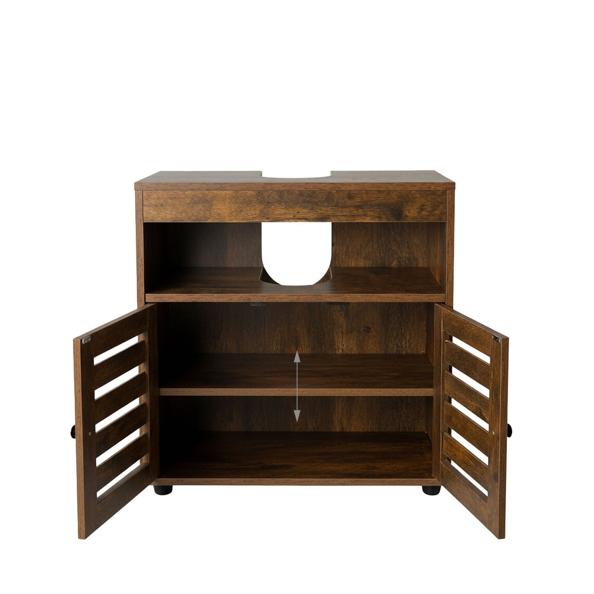 Washbasin Cabinet with Slatted Doors – Under-Sink Storage