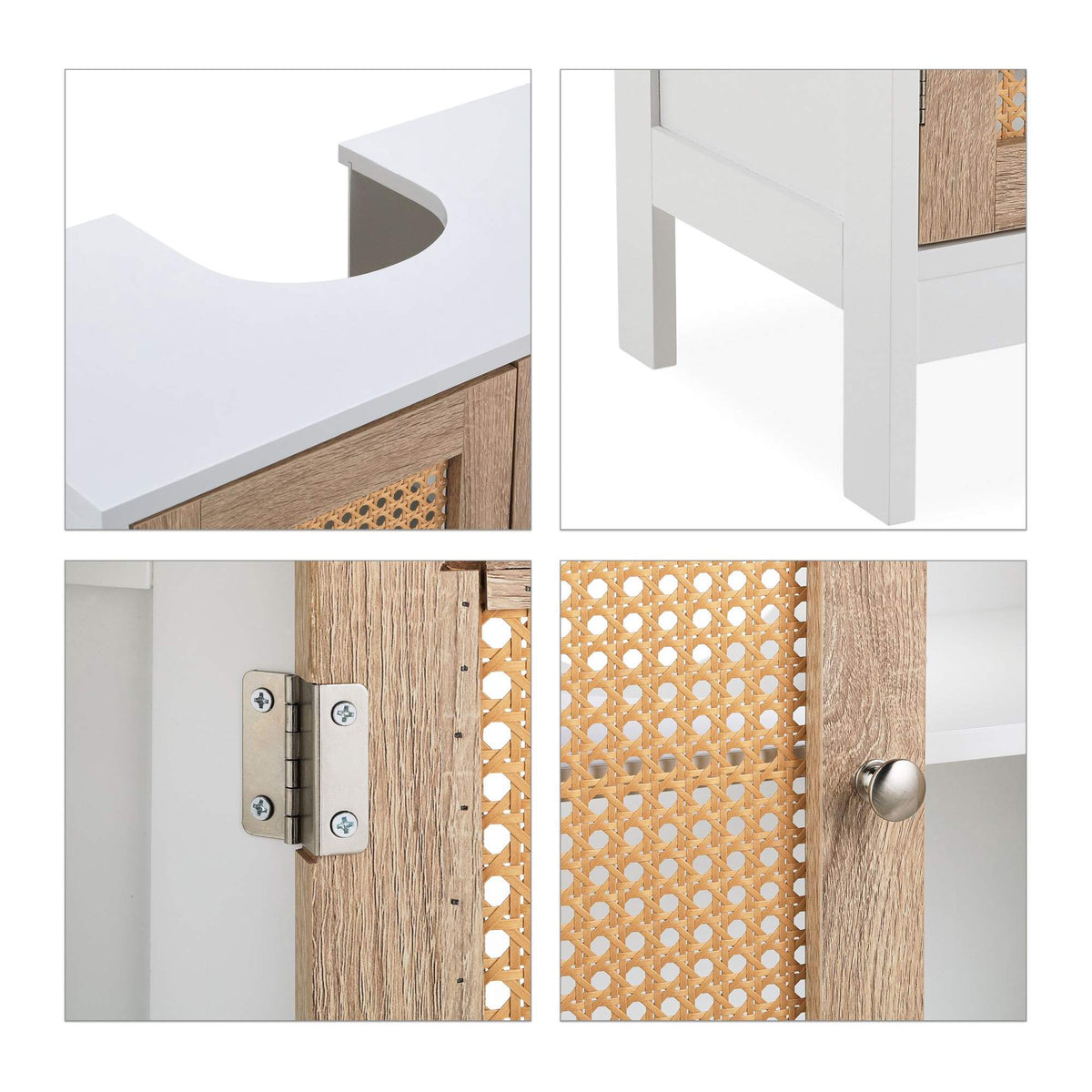 Washbasin cabinet with rattan doors