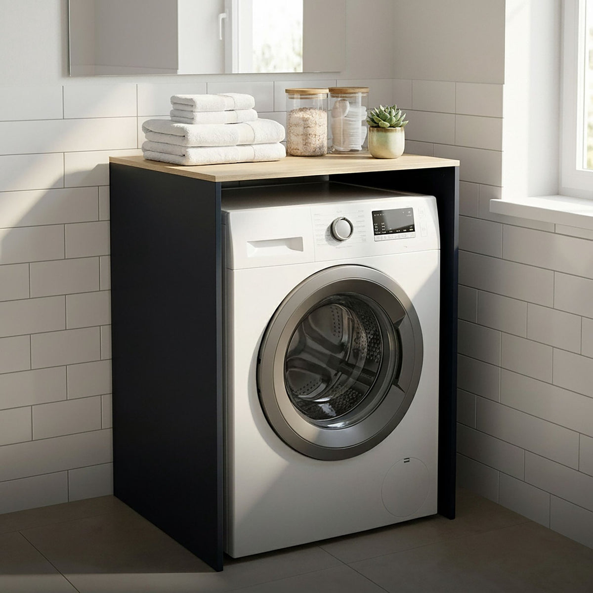 Washer Cabinet, Anthracite, Engineered Wood, 88x68x60 cm