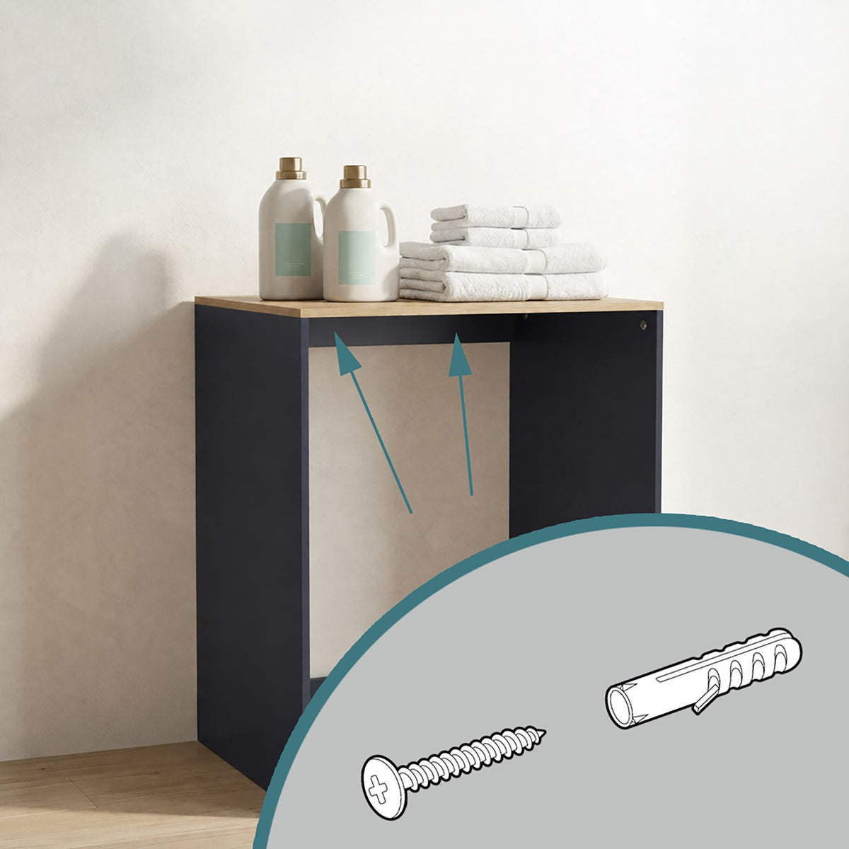 Washer Cabinet, Anthracite, Engineered Wood, 88x68x60 cm