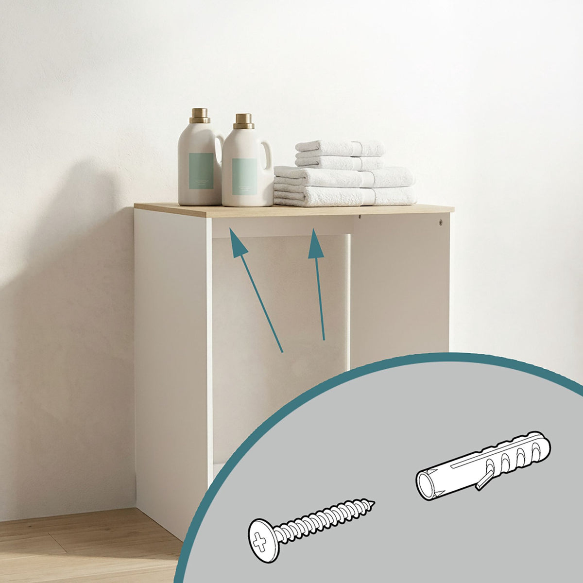Washer Cabinet with Shelf, White, Engineered Wood