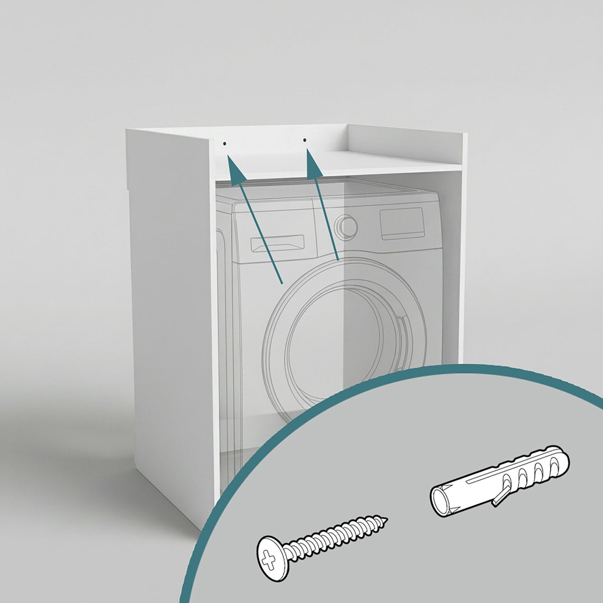 Washing Machine Over-Cabinet, Engineered Wood, White
