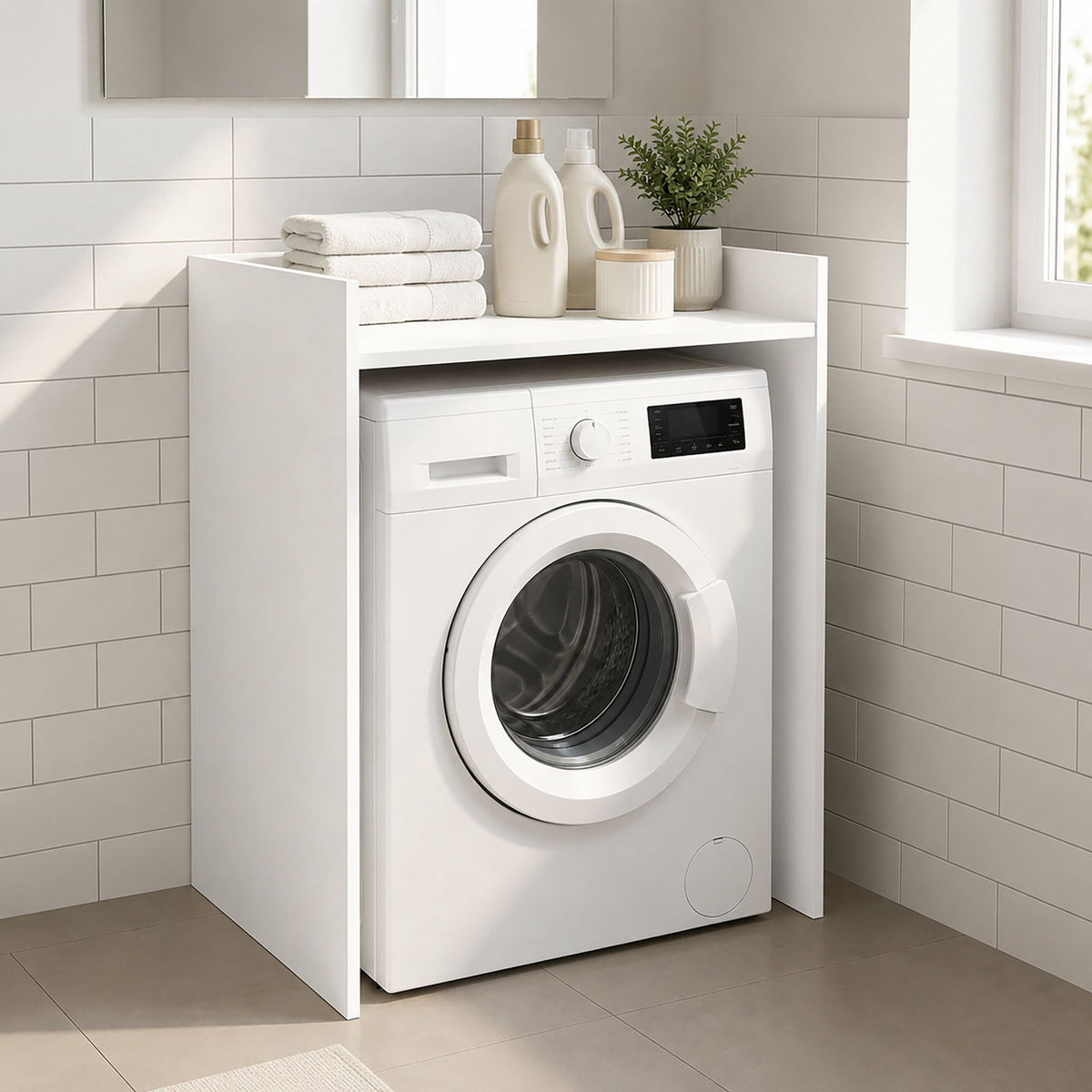 Washing Machine Over-Cabinet, Engineered Wood, White