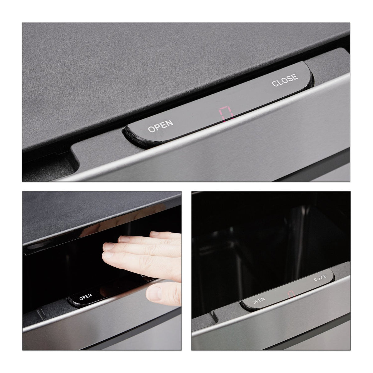 Waste sorting system 3-fold with sensor