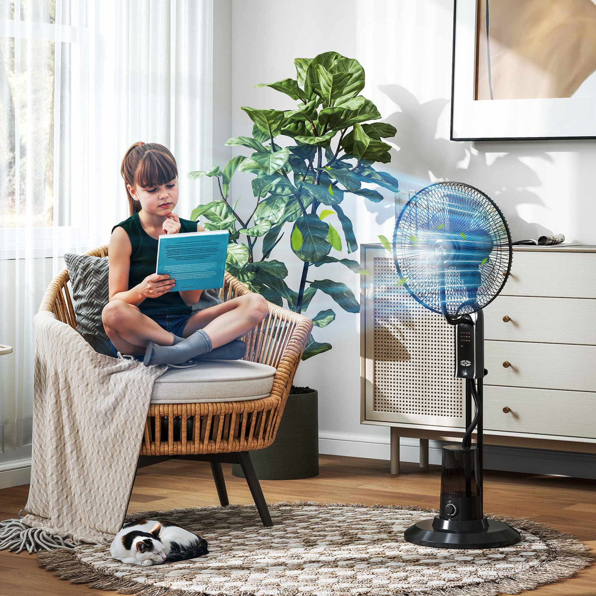 Water-Cooling Fan with Humidifier, 3 Speeds, Black, 75W