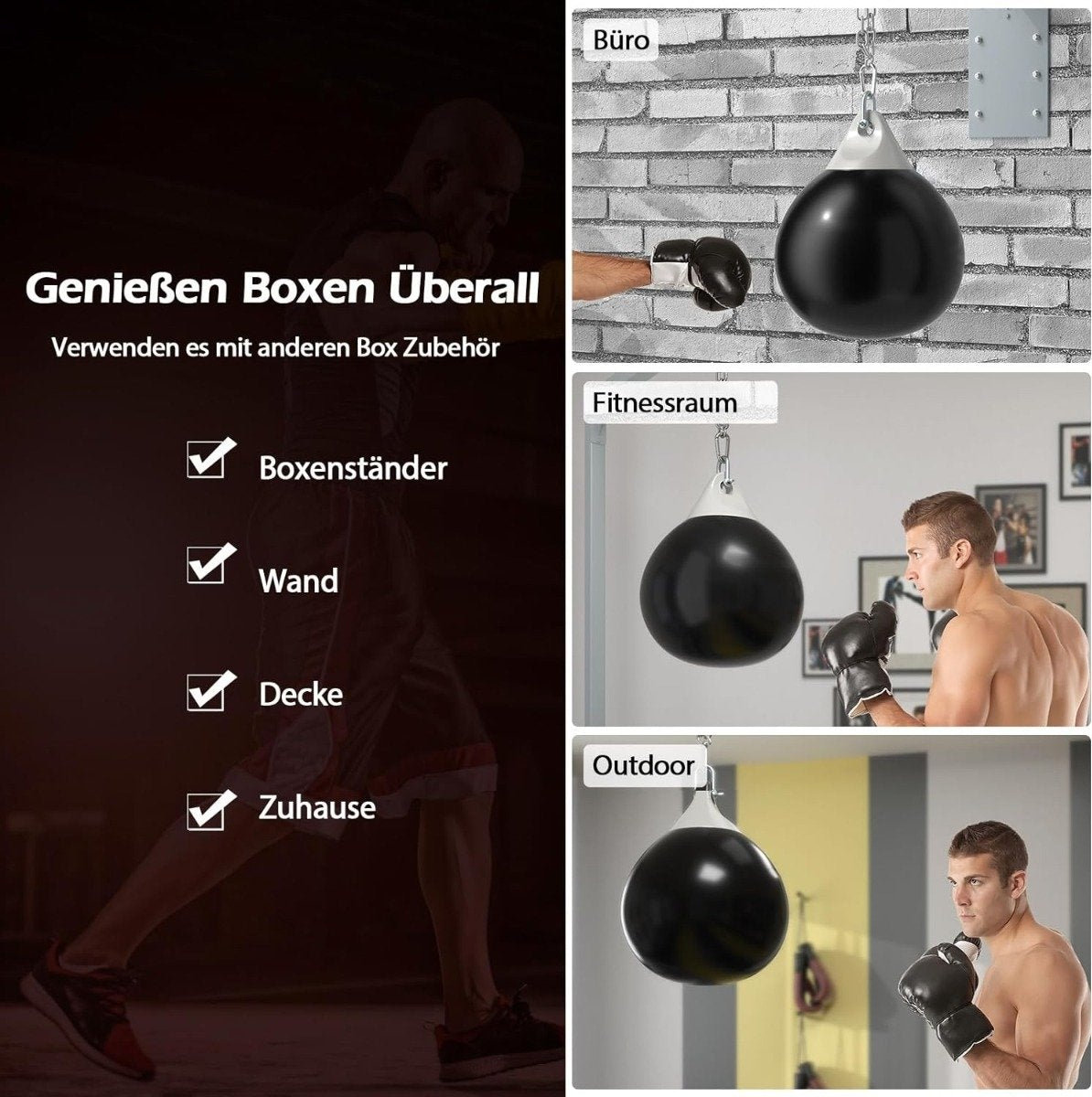Water-Filled Punching Bag with Metal Chain & Hose