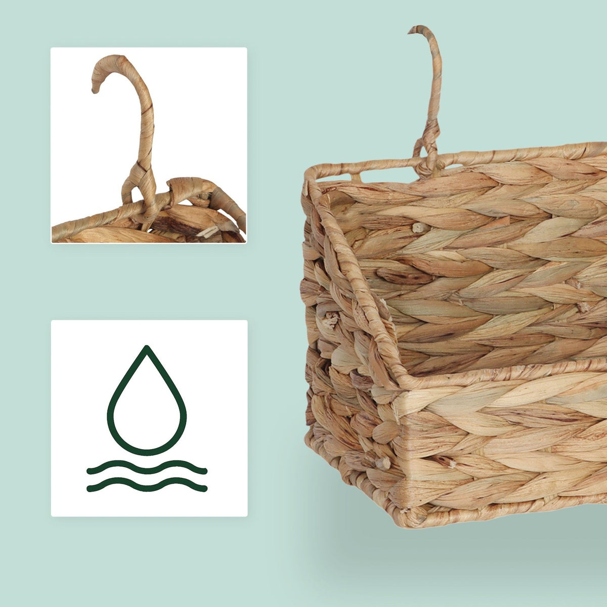 Water Hyacinth Hanging Storage Basket – Woven Wall Design