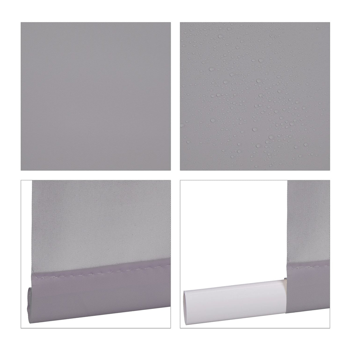 Water-Repellent Bathroom Roller Blind, Grey, Space-Saving