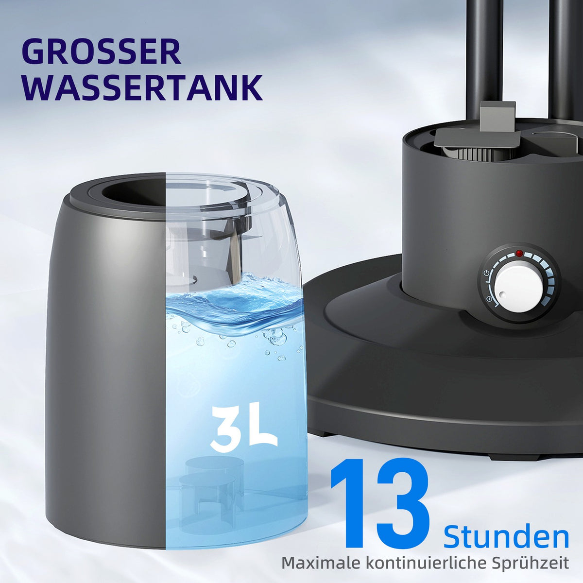 Water cooling fan, pedestal fan with adjustable spray mist, 3 speeds, 3 L water tank, 75° oscillating, 90 W water fan with wheels, 125 cm |