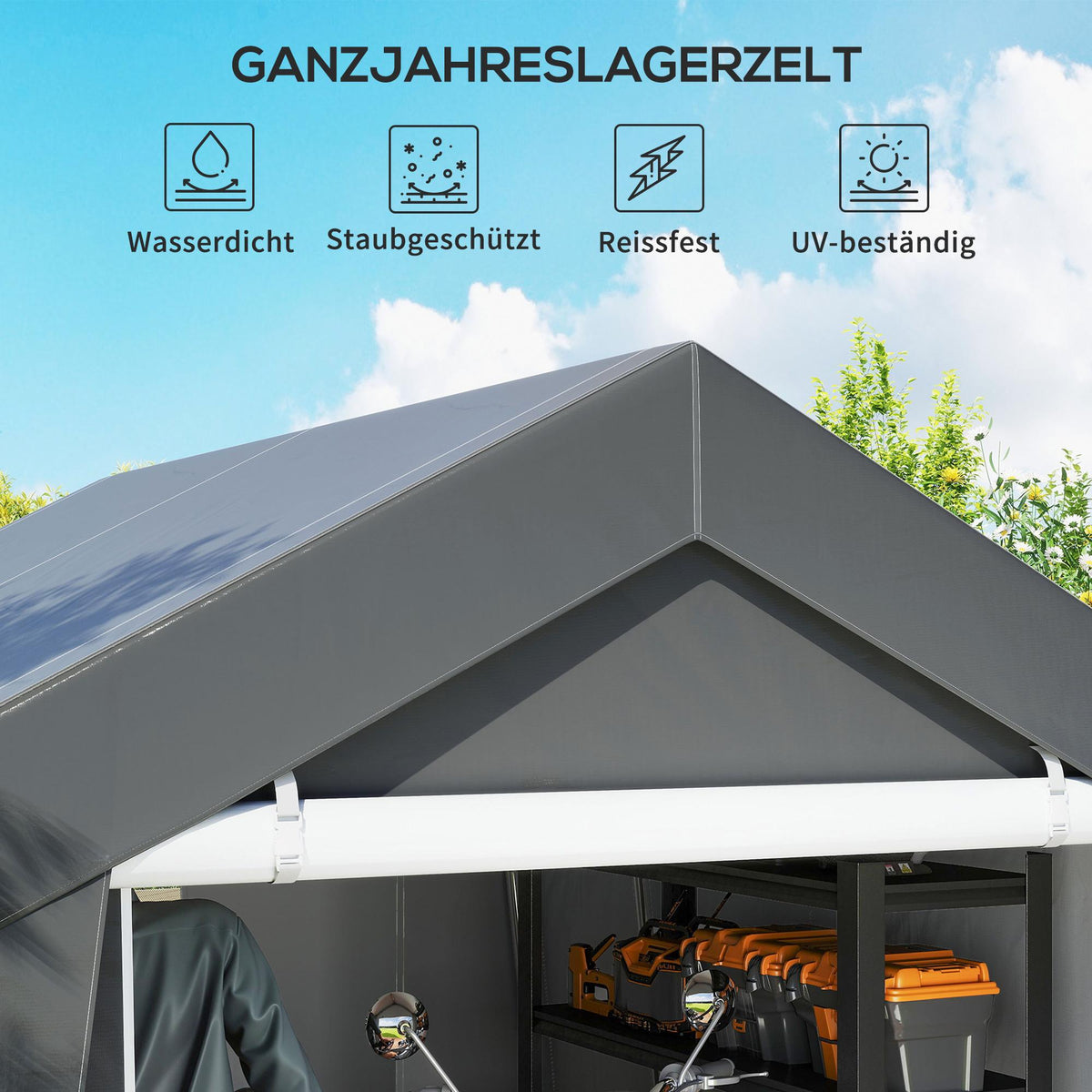 Waterproof Carport Tent 3x3 m with Roll-Up Door, Ventilation